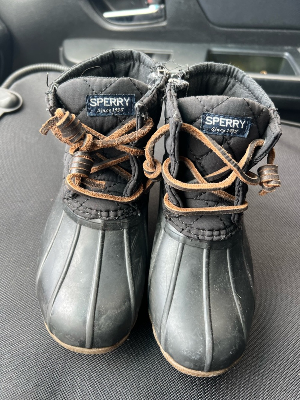Sperry Kids Brown Duck Rain Boots with Brown Laces
